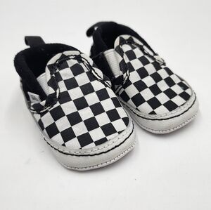 Vans Infant Slip-On V Crib Checker Shoes in Black True White Size 1 US Baby